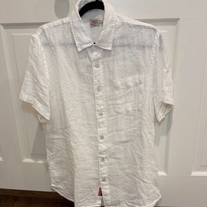 Faherty White Casual Linen Button Down Shirt